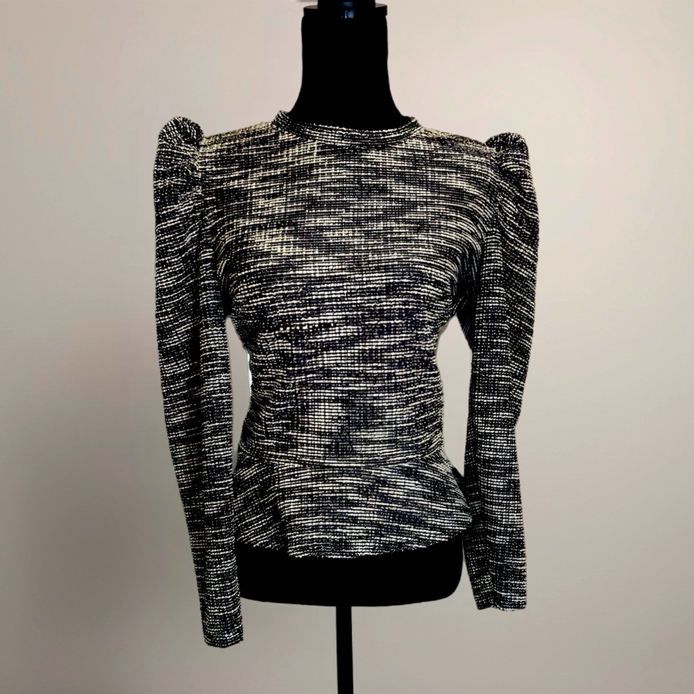 Nine West Puff Sleeve Peplum Top